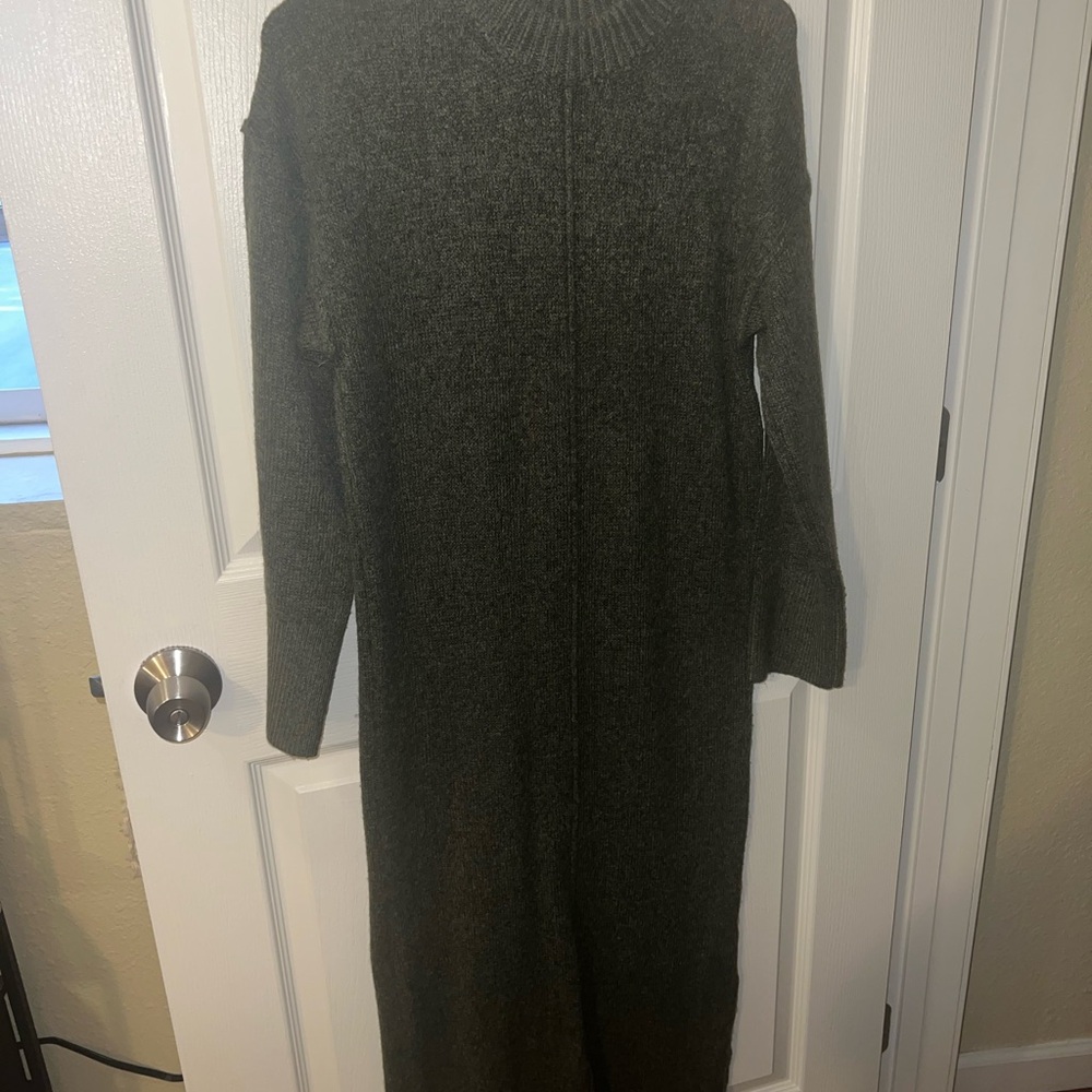 ASOS Olive Green Ribbed Knit Long Sleeve Maxi Dress